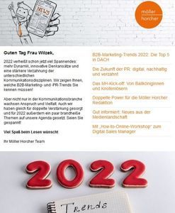 Screenshot Newsletter 1/2022 der Möller Horcher Kommunikation GmbH